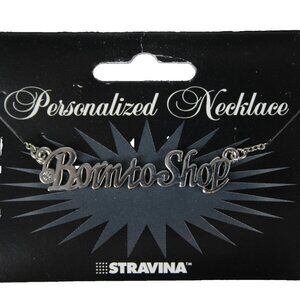 BORNTOSHOP Name Silvertone Rhinestone 14.5" w 4.5" Multi Ring Extender Necklace